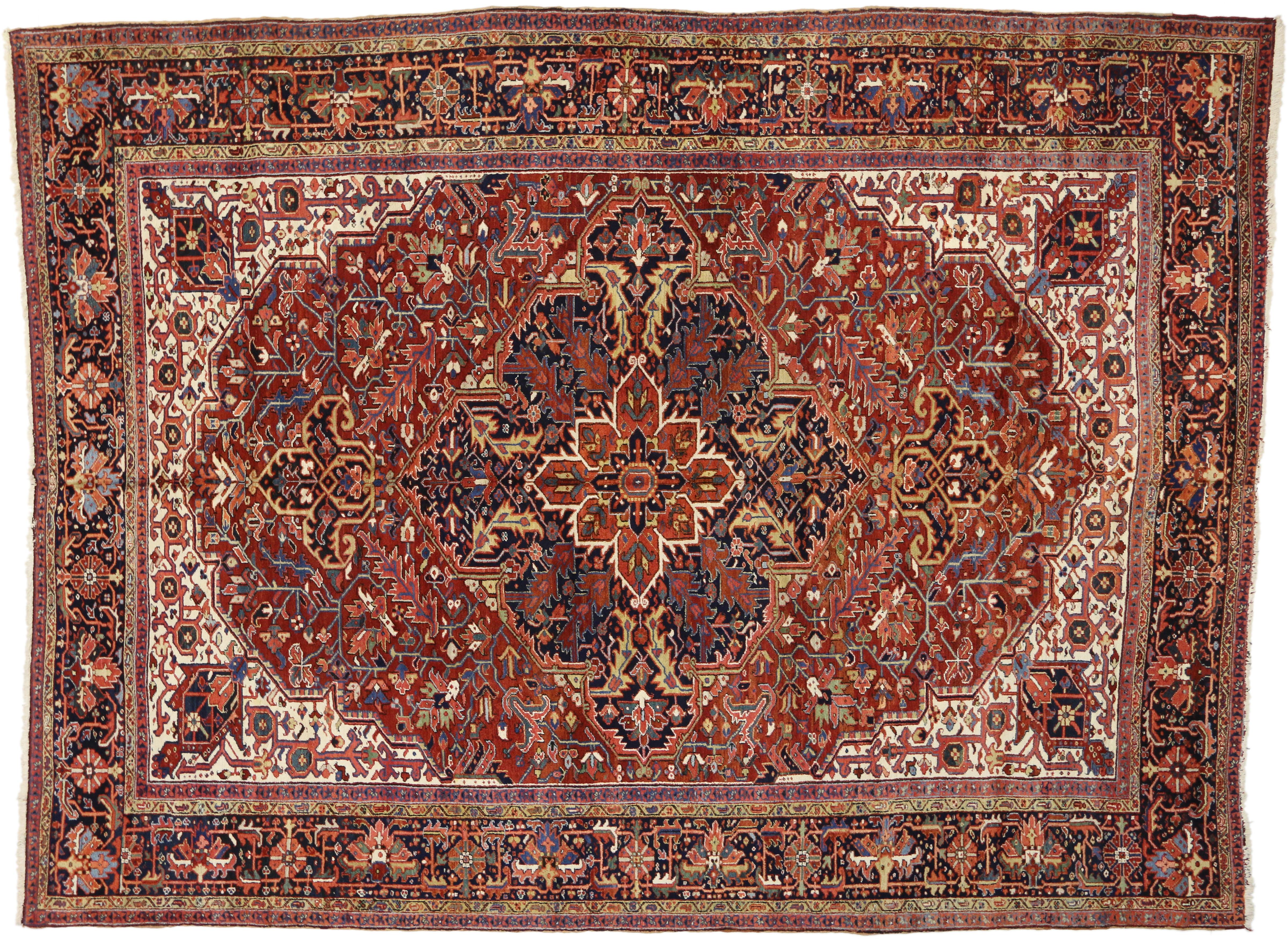 20th Century Antique Persian Heriz Palace Rug with Federal and American Colonial Style