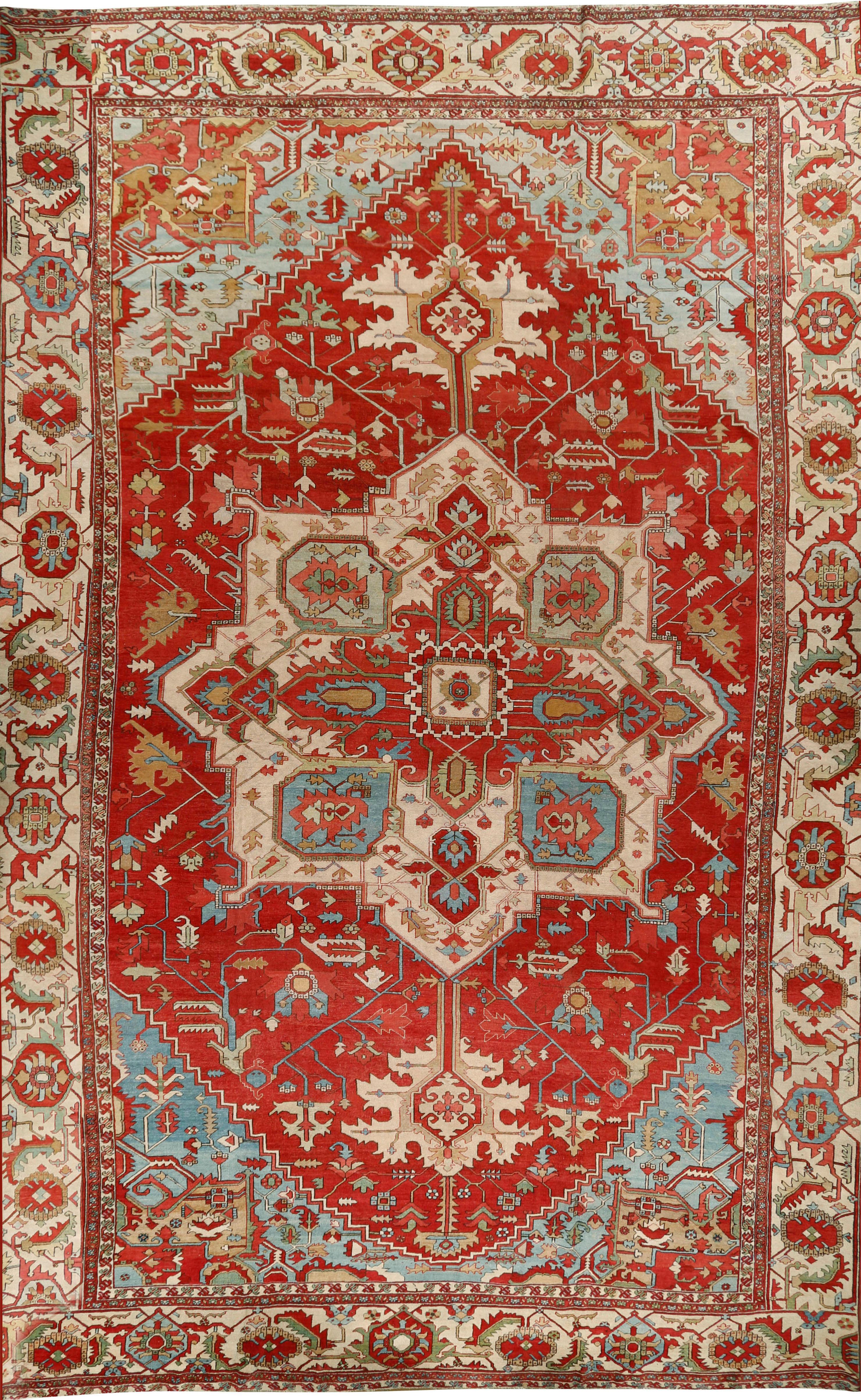 Oversize Antique Persian Heriz Serapi Rug, circa 1890  13'10 x 20'8 For Sale 1