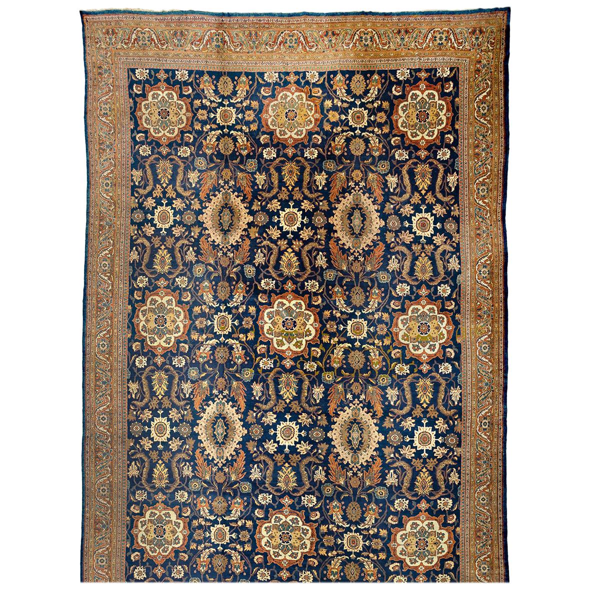 Oversize Persian Sultanabad Rug with Beige and Red Botanical Details