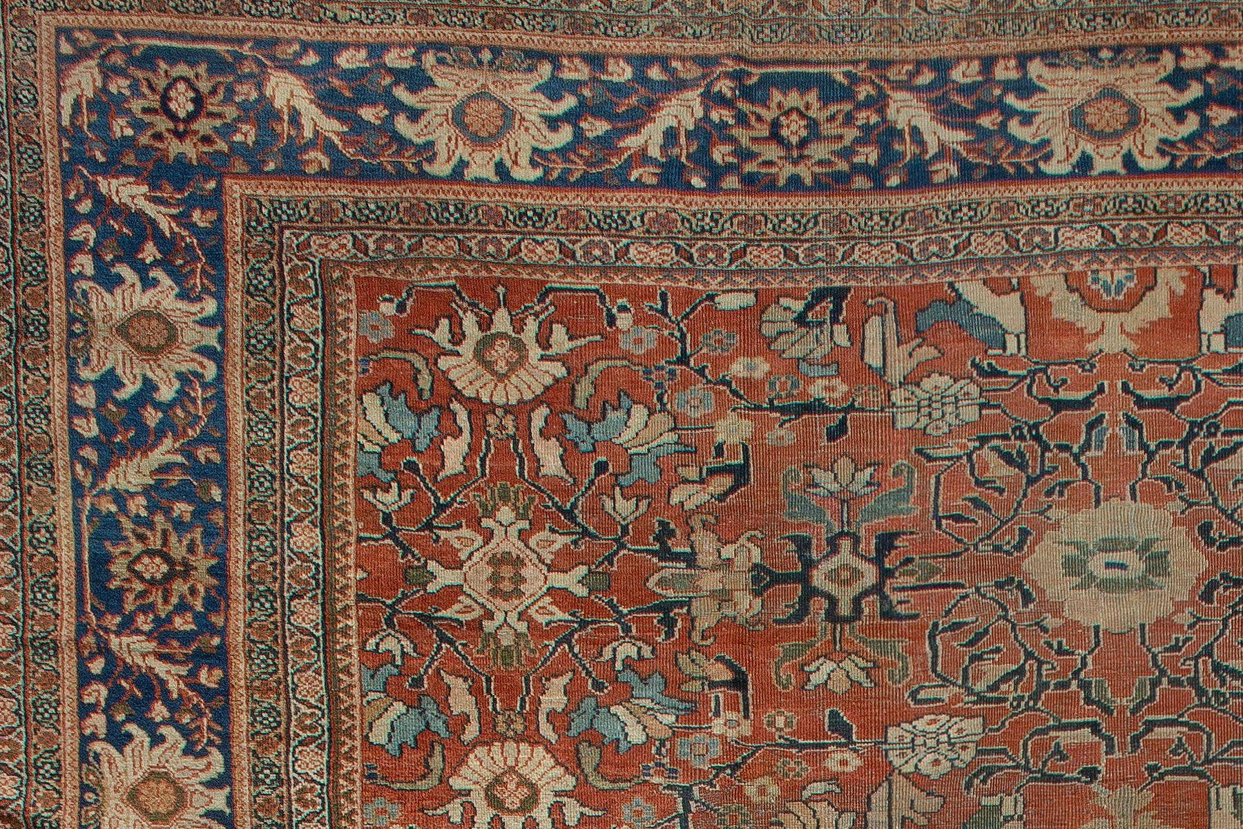 Oversize Antique Persian Terracotta Mahal Rug For Sale 4