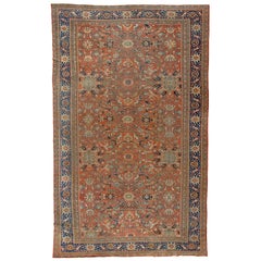 Oversize Antique Persian Terracotta Mahal Rug