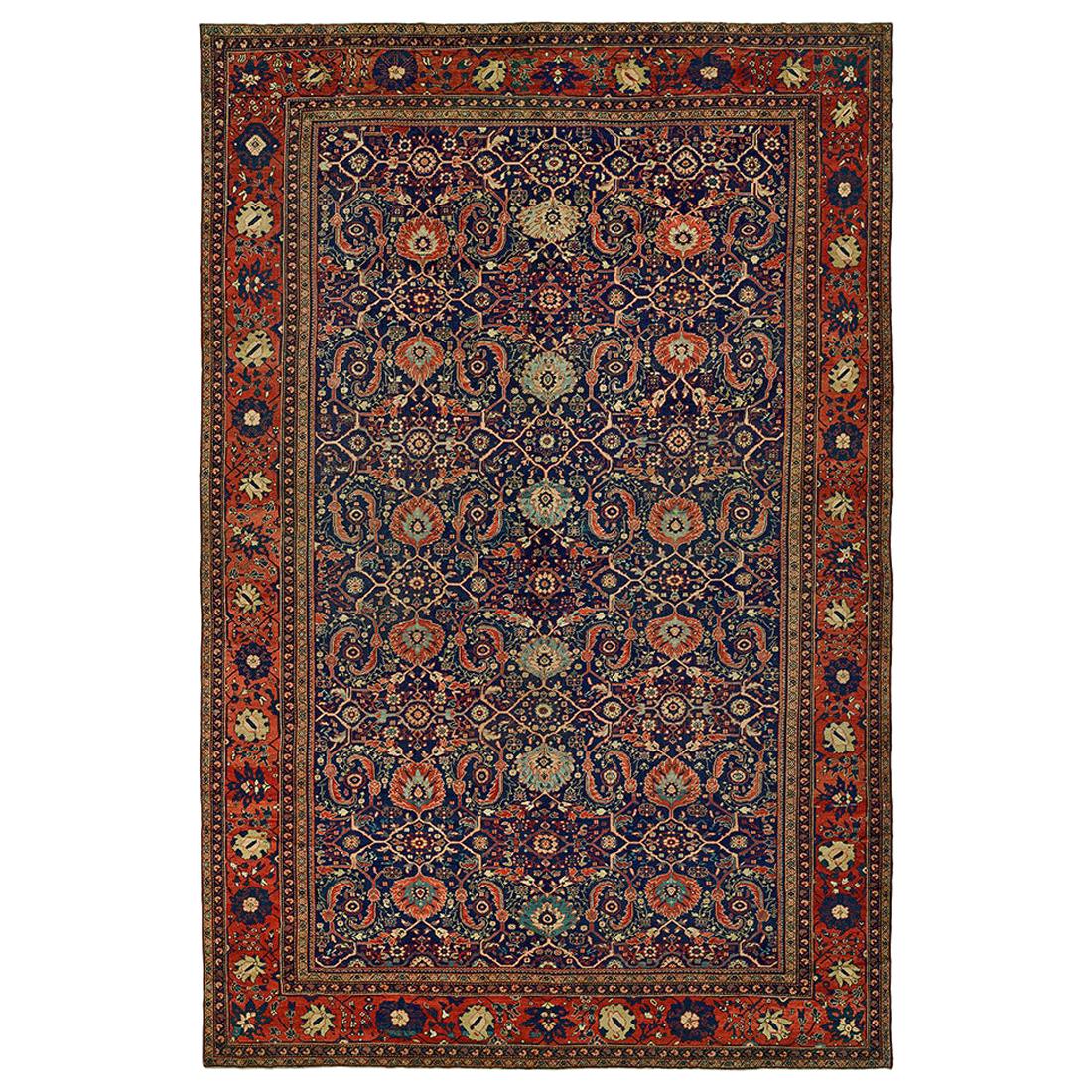 Oversize Antique Persian Wool Sultanabad Mahal Traditional Carpet