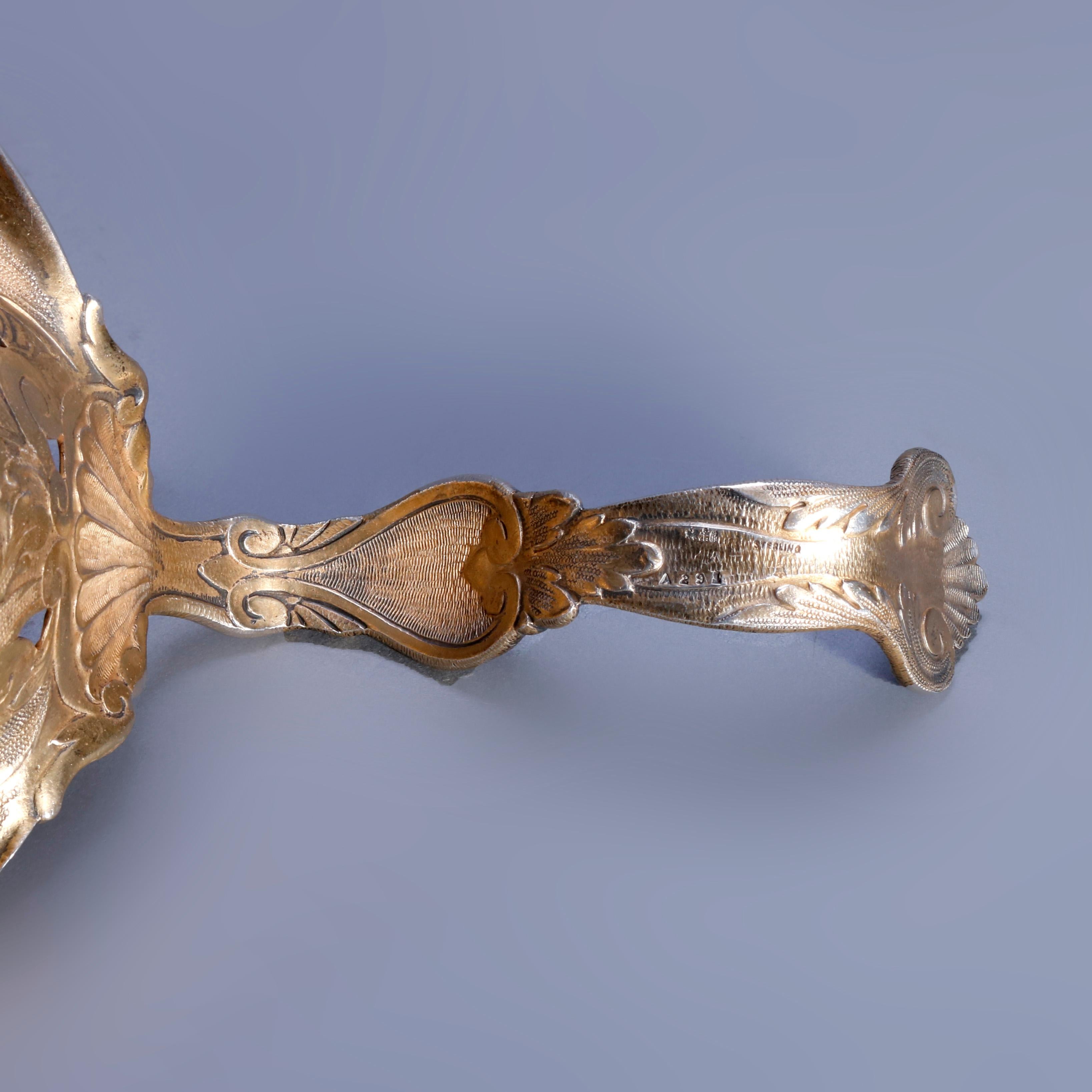 Oversize Antique Sterling Silver Figural Straining Spoon, circa 1880 3