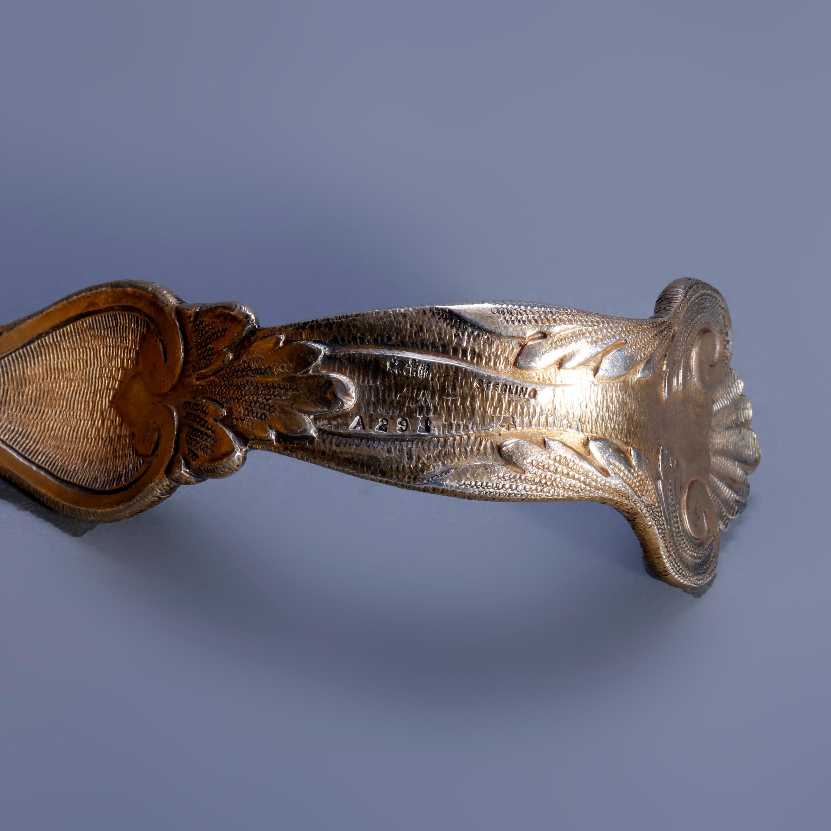 Oversize Antique Sterling Silver Figural Straining Spoon, circa 1880 4