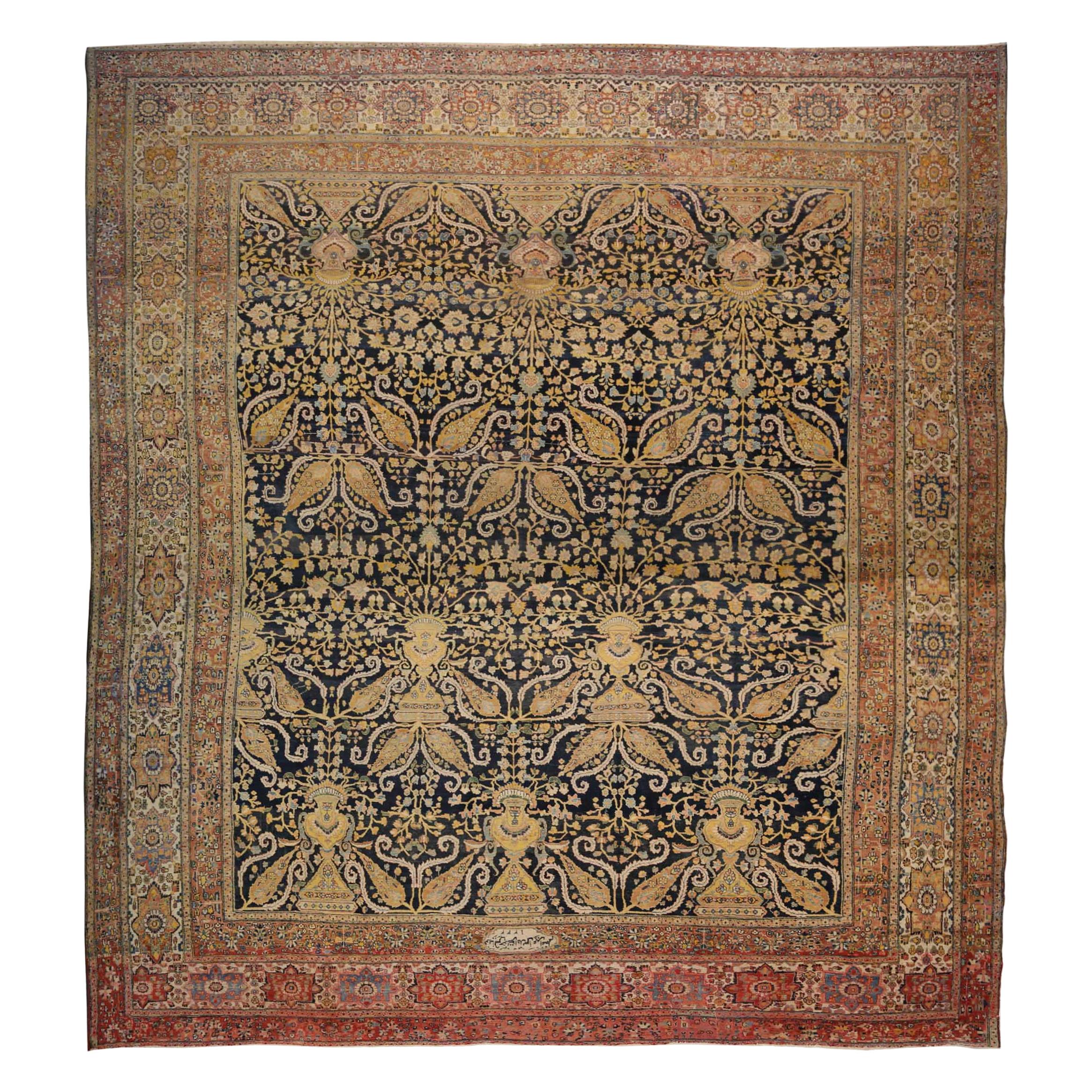 Oversize Antique Tabriz Area Rug, Circa 1890s For Sale