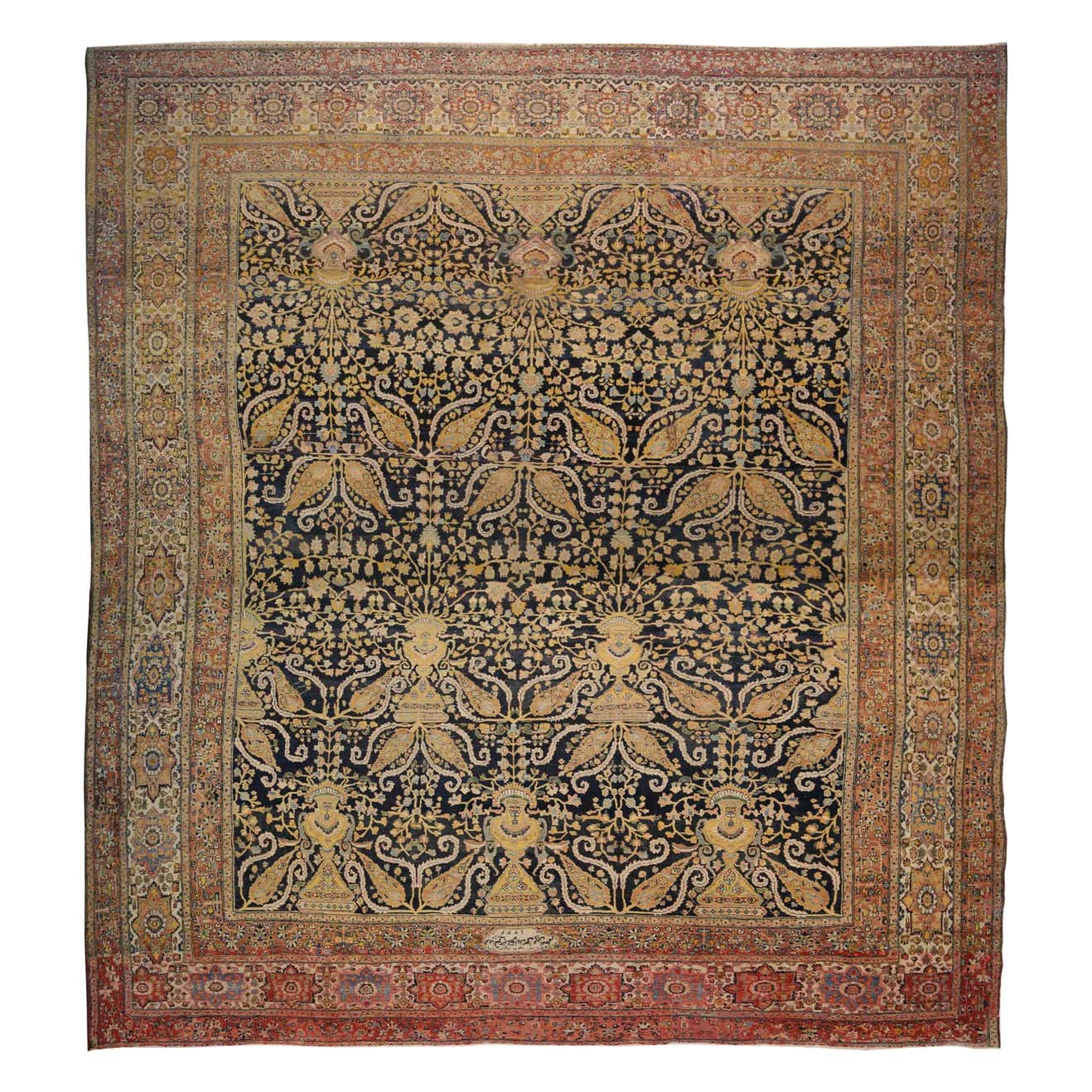 Oversize Antique Tabriz Area Rug, Circa 1890s For Sale at 1stDibs
