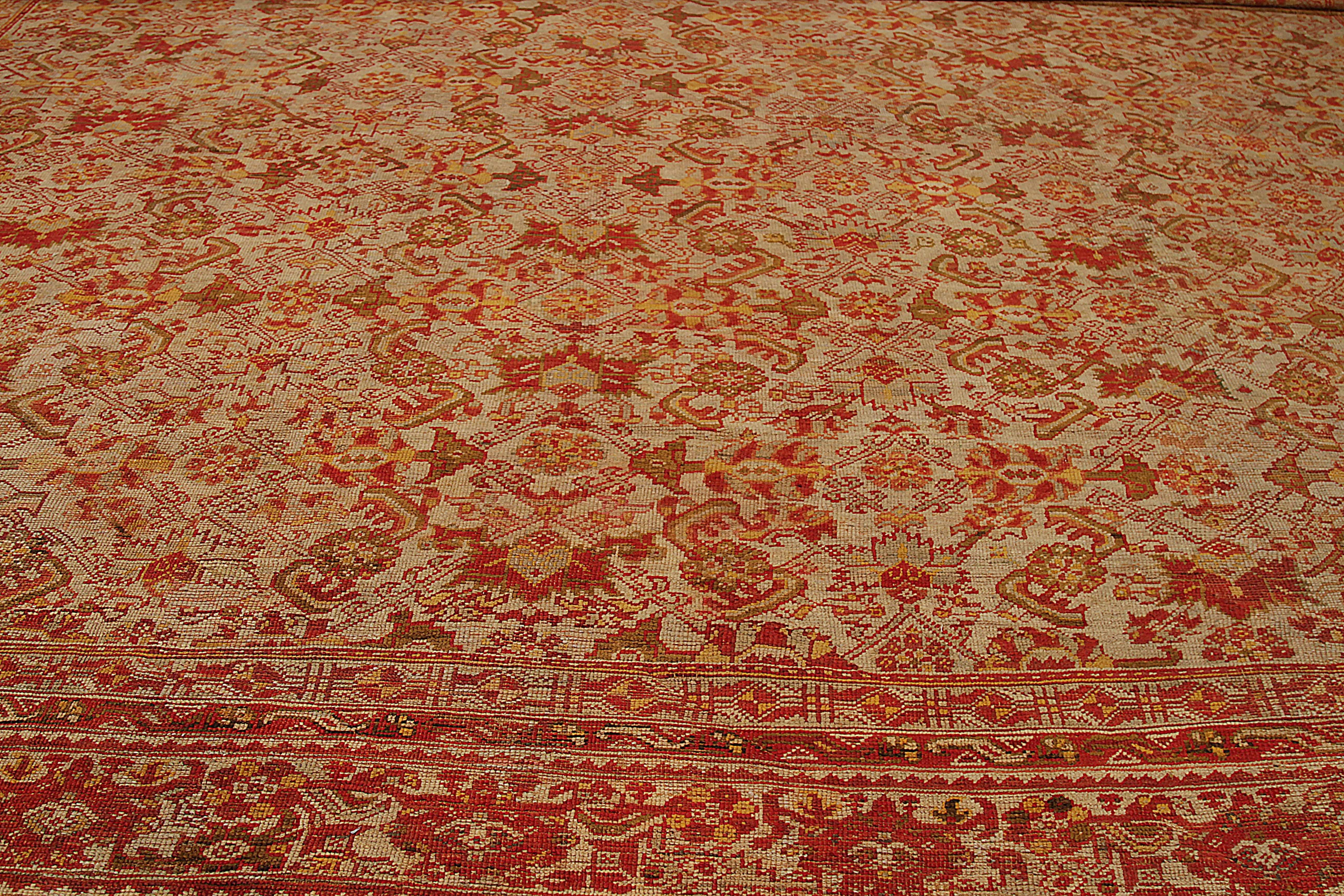 Hand-Woven Oversize Antique Turkish Oushak Rug For Sale