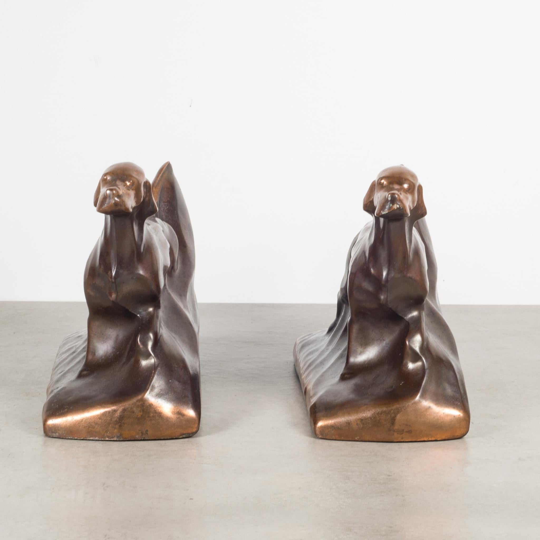 Oversize Art Deco Bronze & Copper Plated Irish Setter Bookends c.1930 In Good Condition In San Francisco, CA