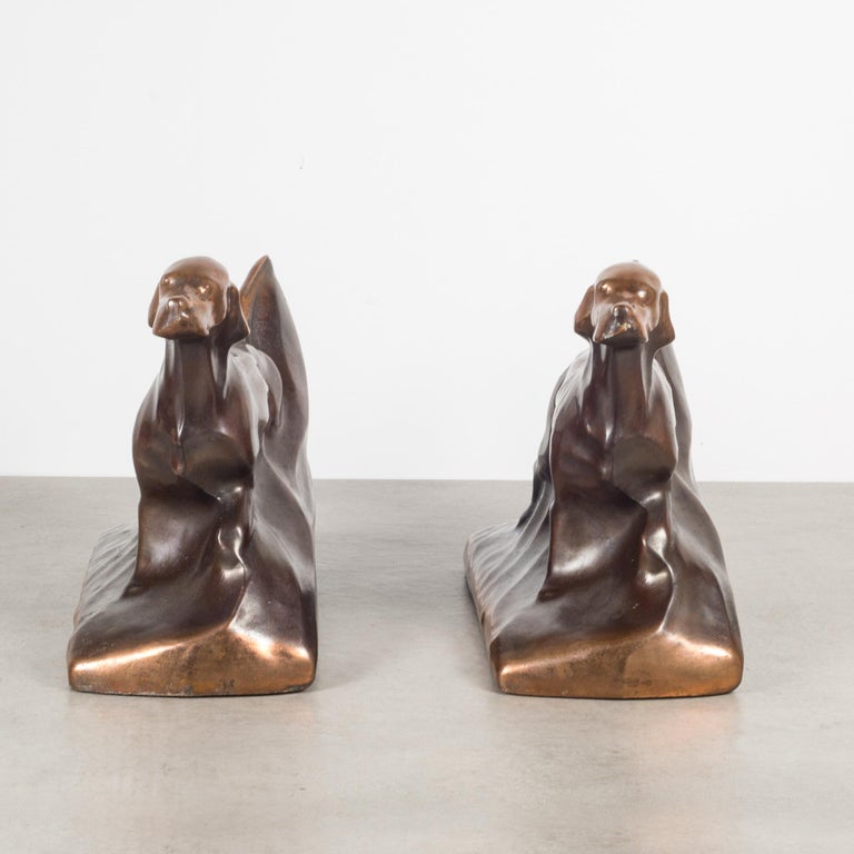 Oversize Art Deco Bronze and Copper Plated Irish Setter Bookends c.1930