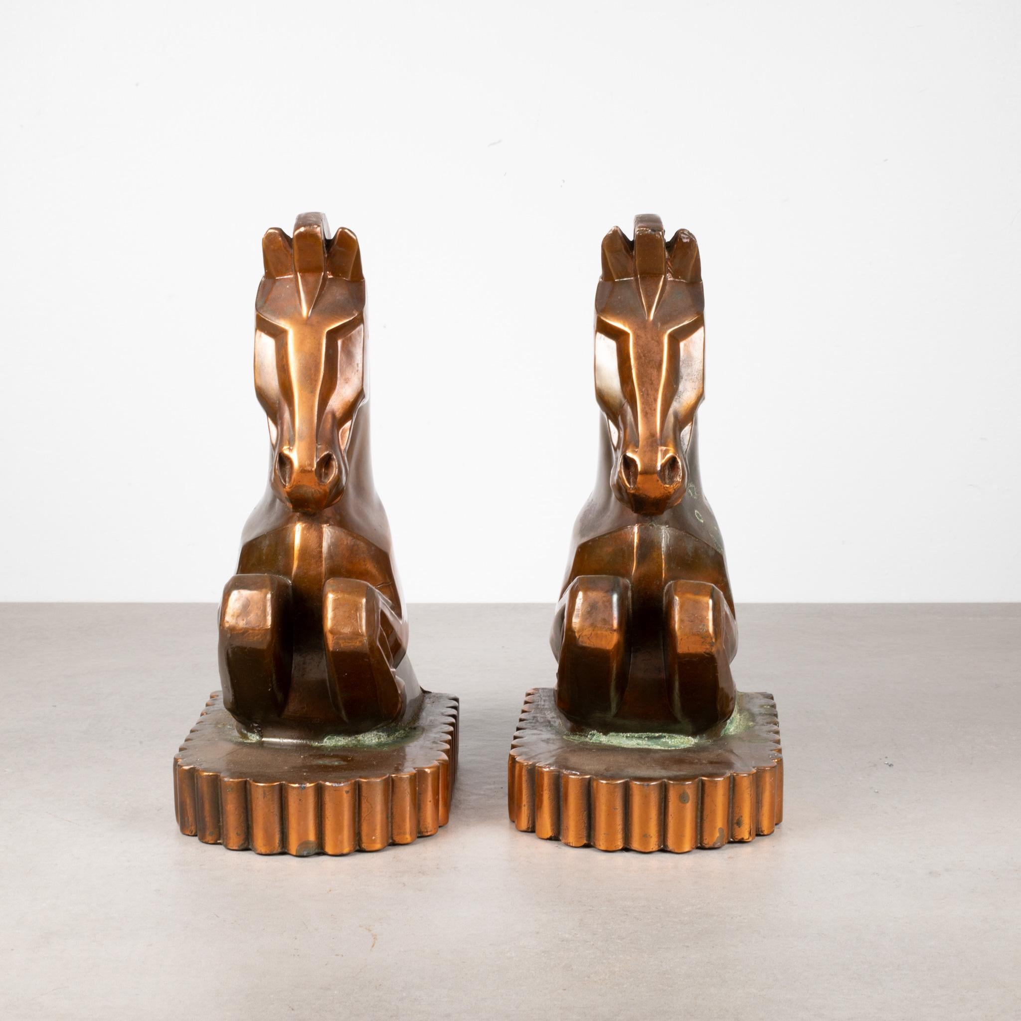 Oversize Art Deco Bronze Plated Trojan Horse Bookends, c.1930 In Good Condition In San Francisco, CA
