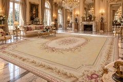 Oversize Aubusson Needlepoint Floral Rug Extra Large Palace Carpet, 414 x 604 cm