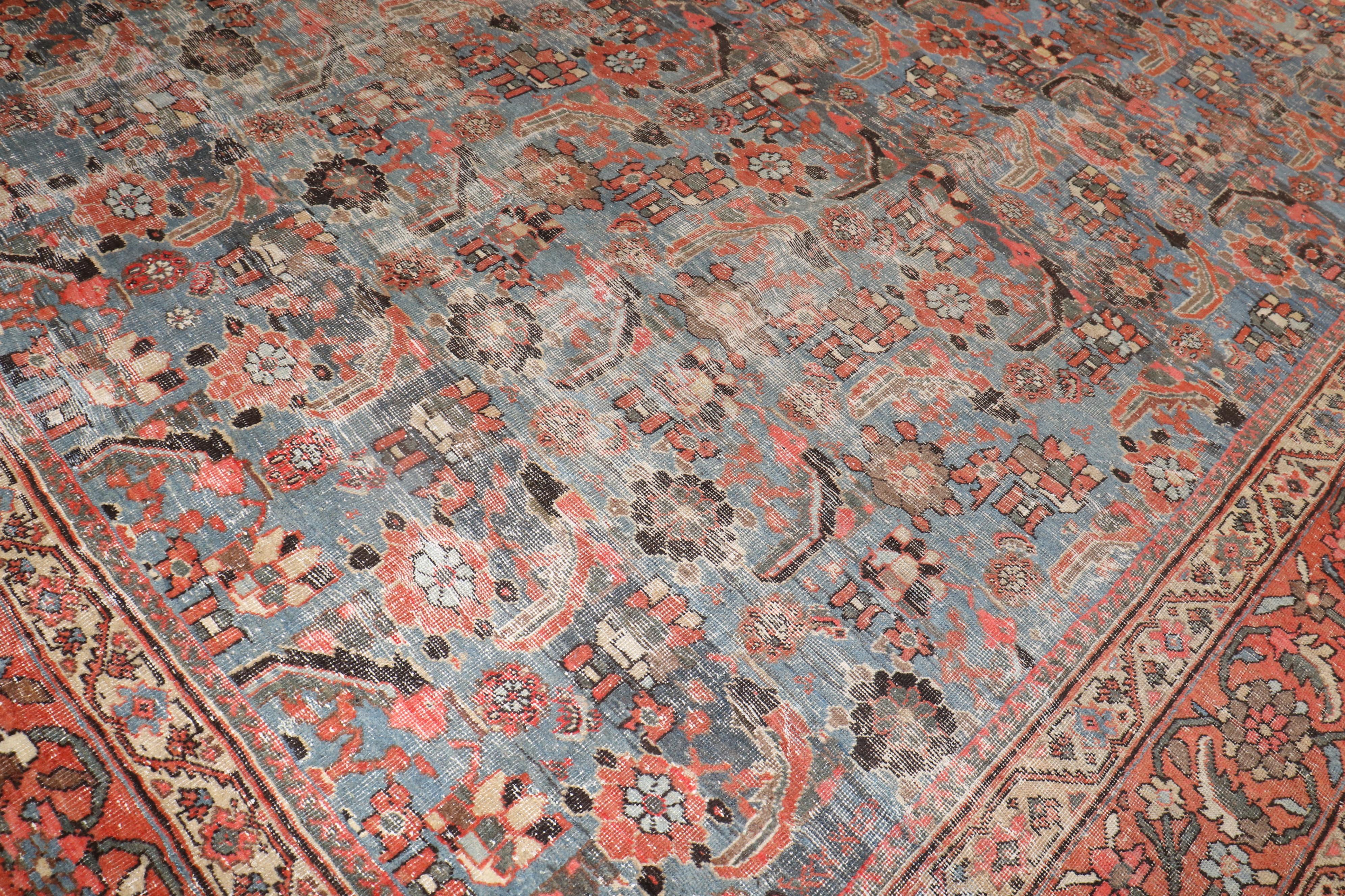 Oversize Blue Grey Persian Mahal Rug For Sale 3