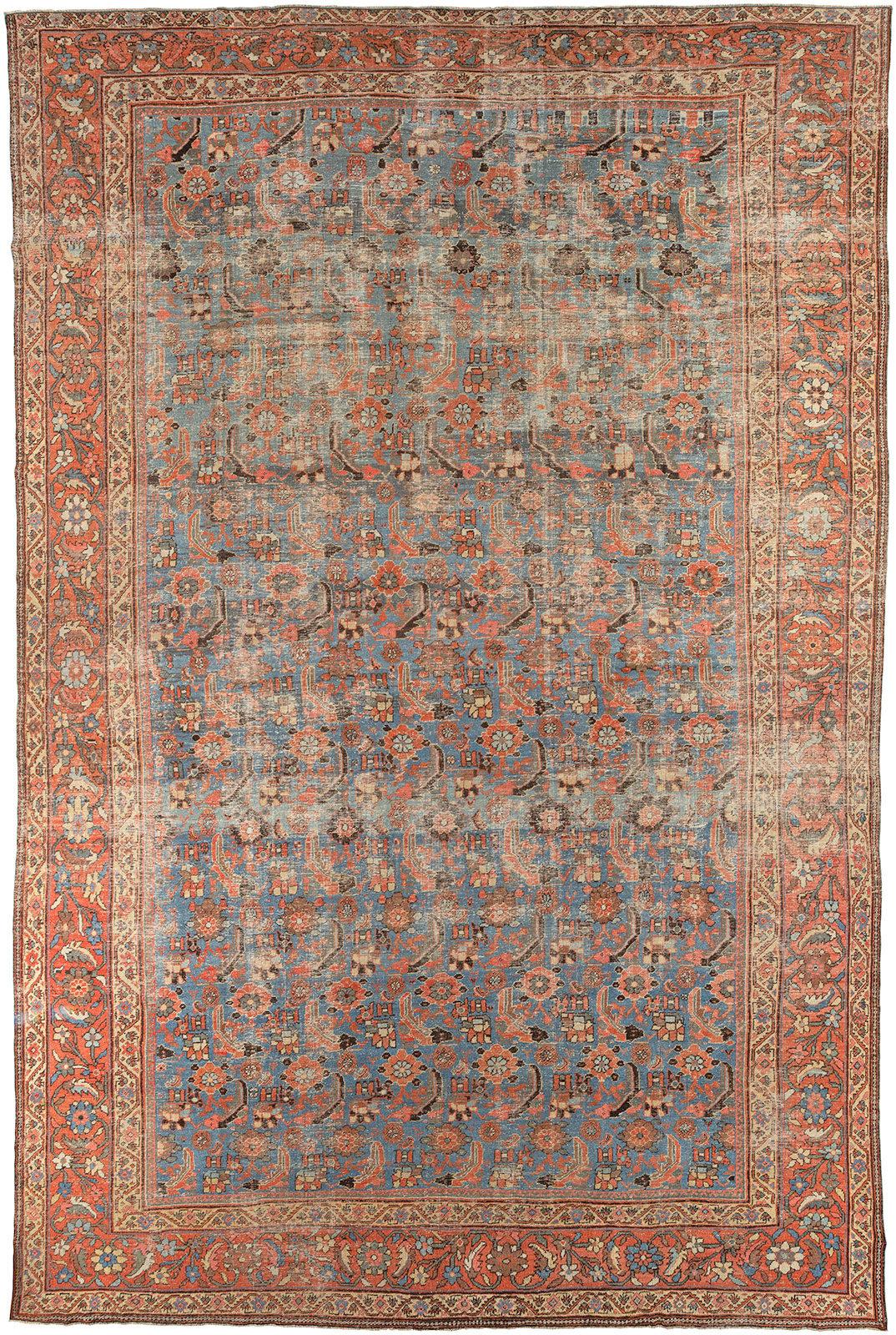 Oversize Blue Grey Persian Mahal Rug For Sale 6