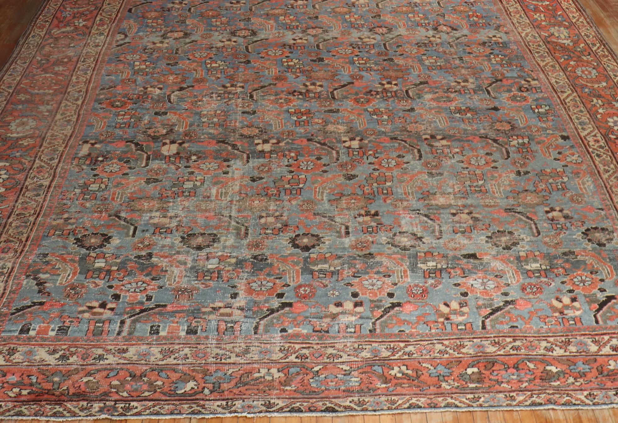 Oversize Blue Grey Persian Mahal Rug For Sale 7
