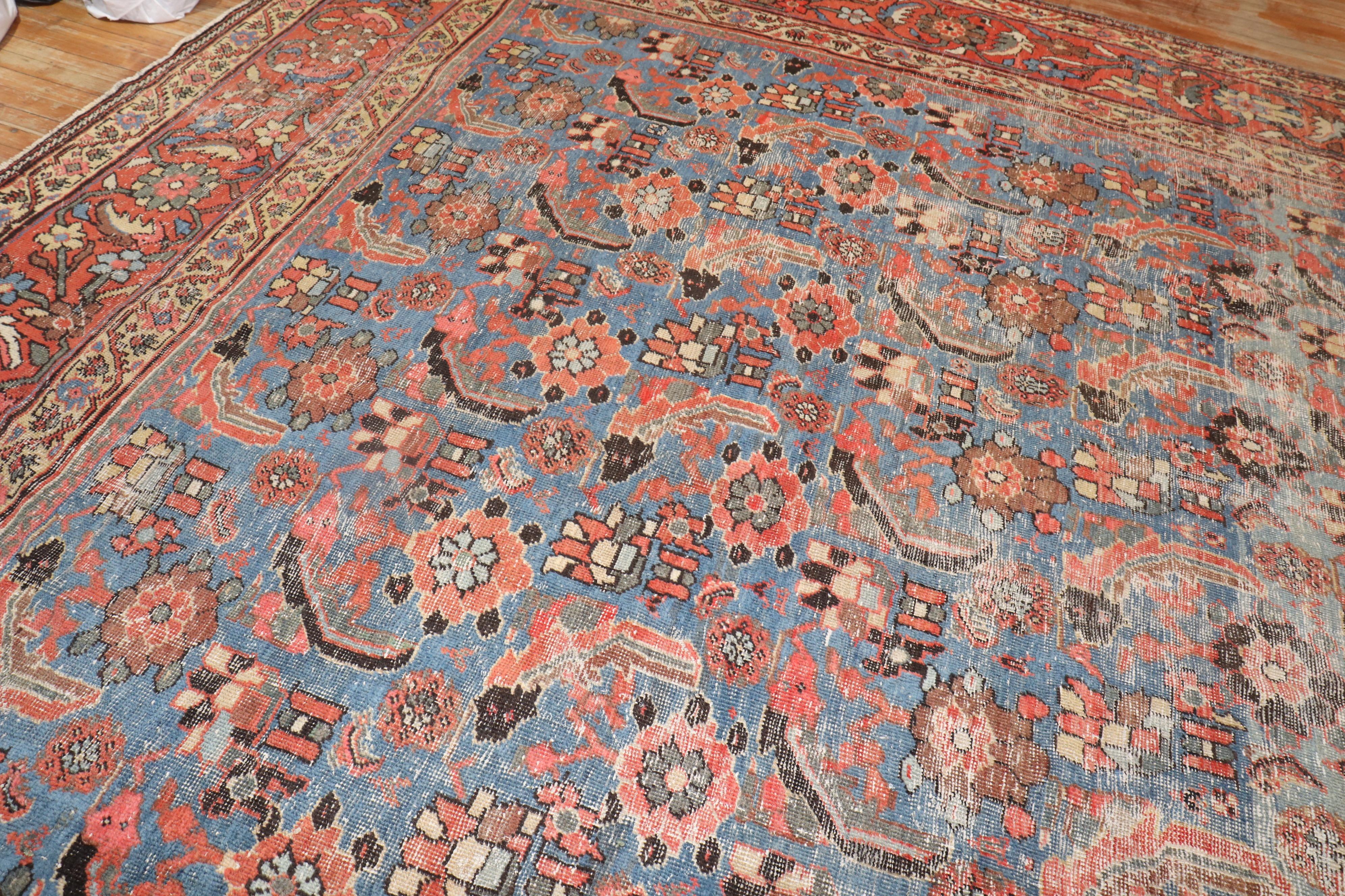 Country Oversize Blue Grey Persian Mahal Rug For Sale