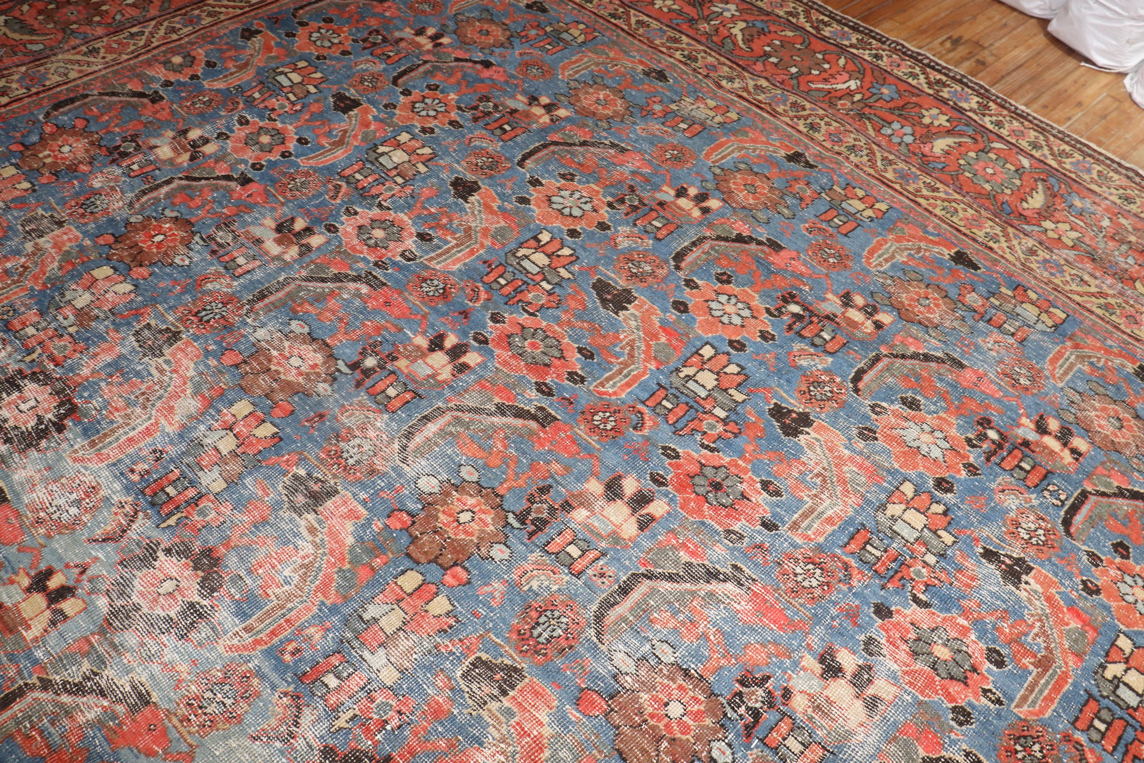 Wool Oversize Blue Grey Persian Mahal Rug For Sale