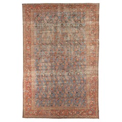 Übergroßer blau-grauer persischer Mahal-Teppich