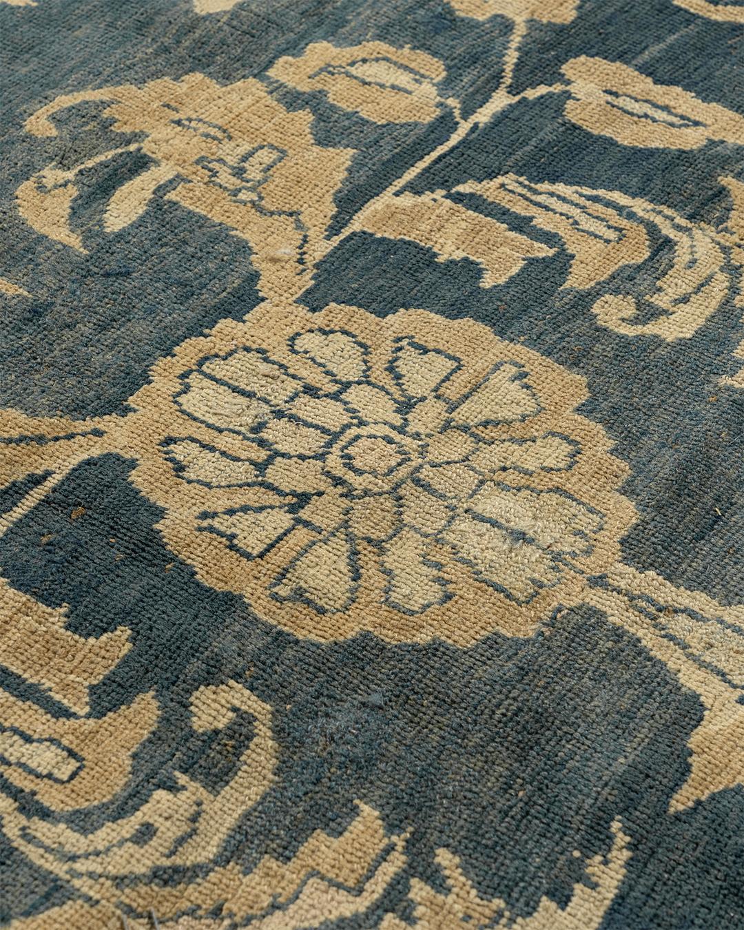 Übergroßer blauer handgewebter Teppich im Oushak-Stil, 14'4 x 20'8 im Angebot 7