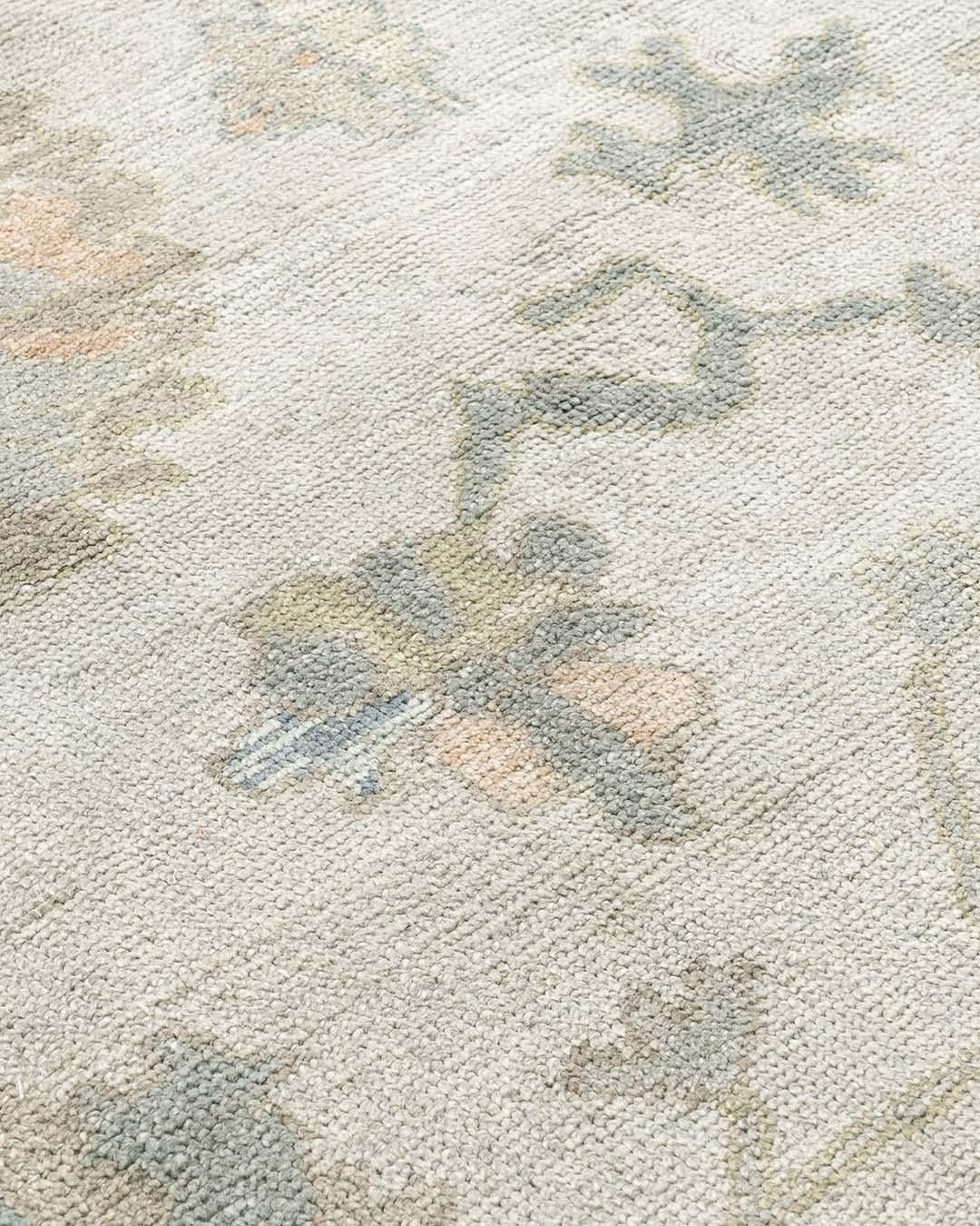 Laine Tapis bleu surdimensionné tissé à la main dans le style Oushak, 14'4 x 20'8 en vente