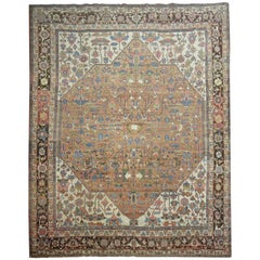 Tapis persan ancien surdimensionné de couleur marron Heriz Serapi