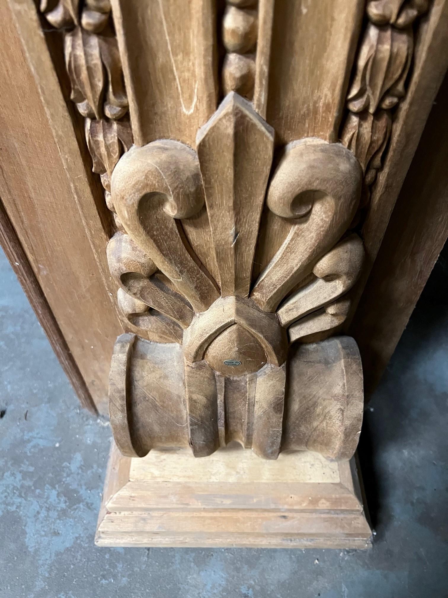Oversize Carved Wood Fireplace Mantel with Acanthus Leaf Corbels.   For Sale 4