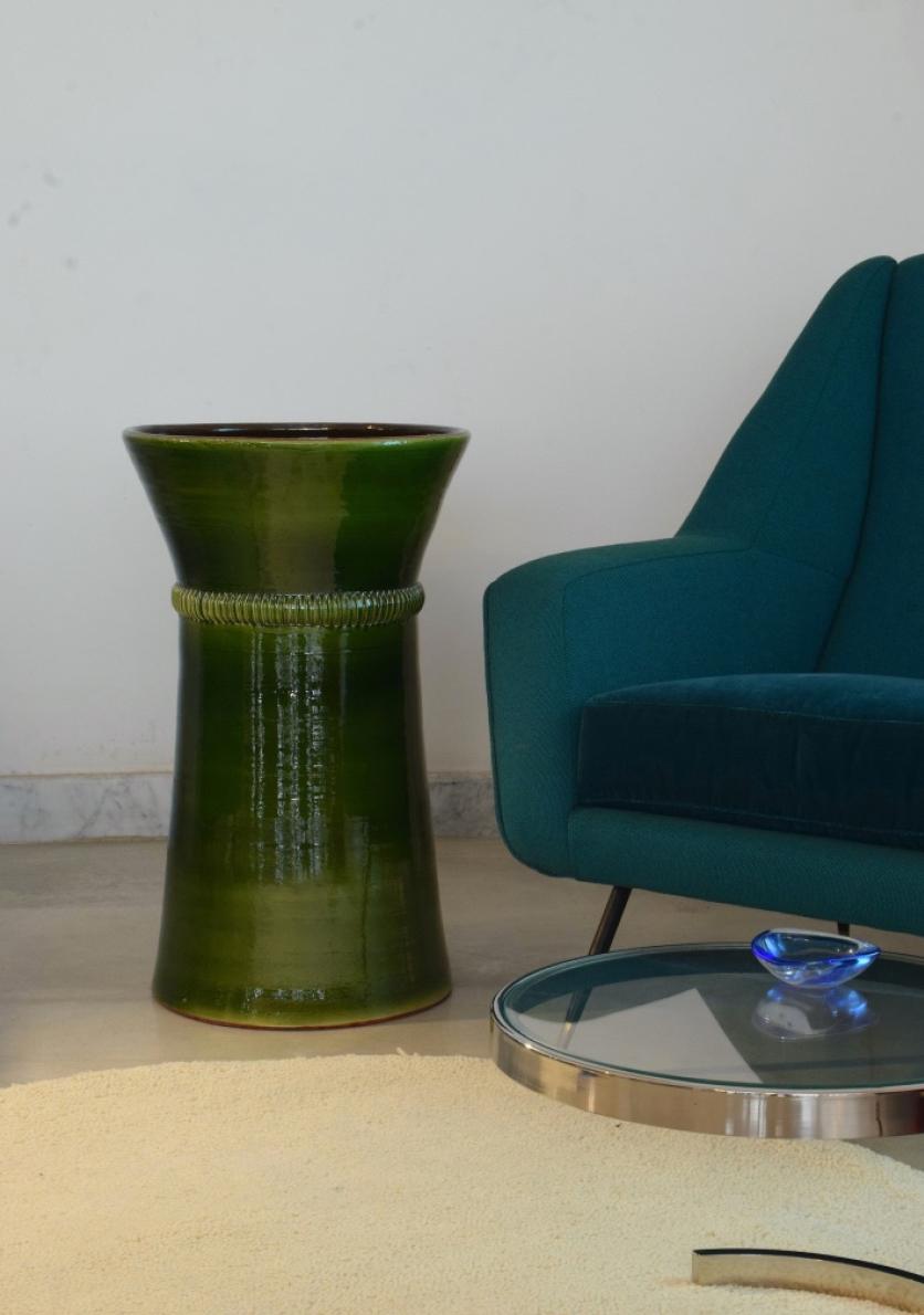 Enameled Oversize Ceramic Vase by Jonathan Amar  For Sale