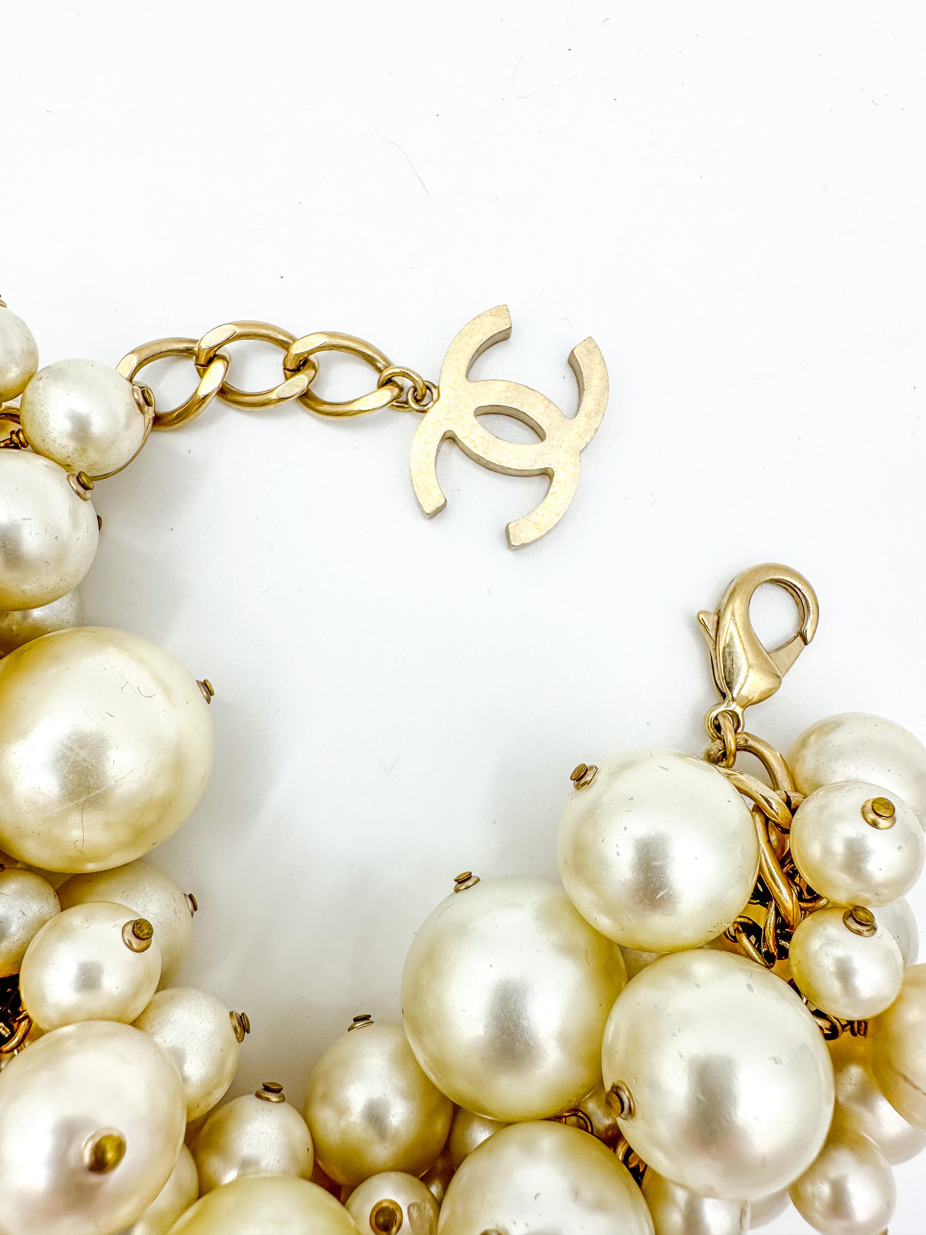 Bead Oversize Chanel Spring 2013 Runway Pearl Cluster Bracelet For Sale