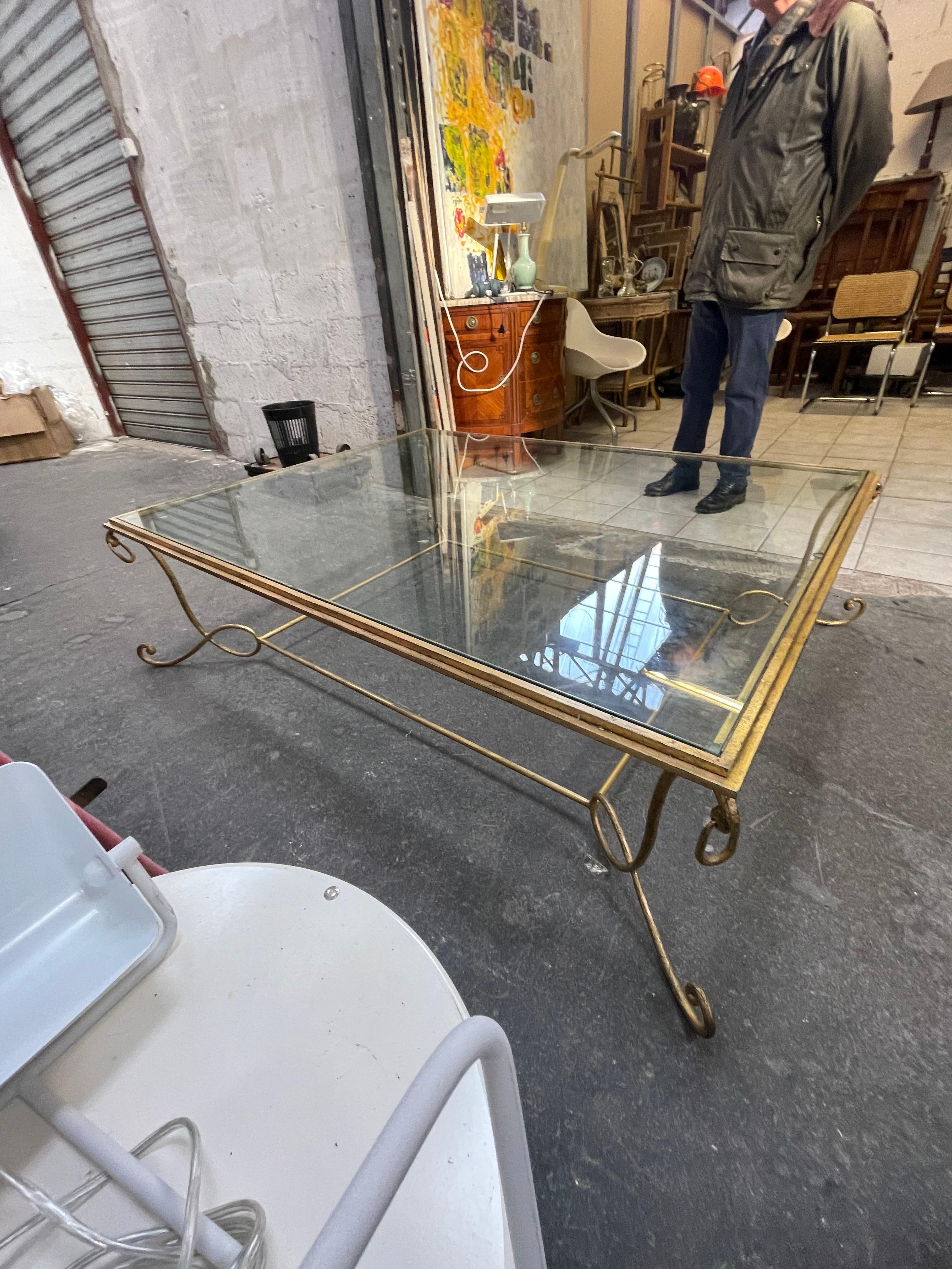 Modern Oversize Coffee Table Bronze and Glass