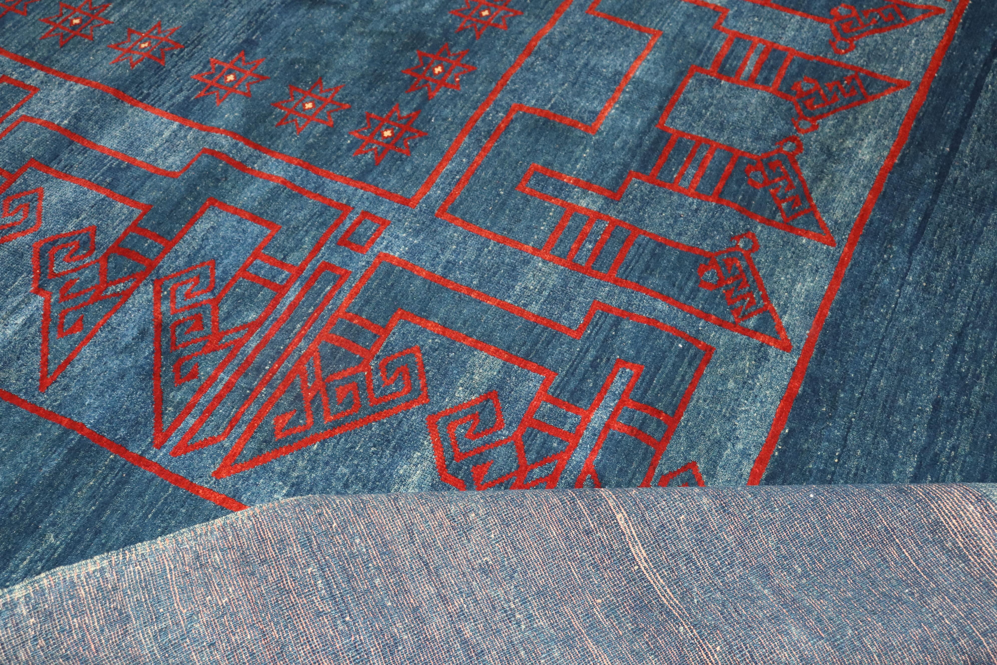Oversize Contemporary Persian Blue Red Rug For Sale 5