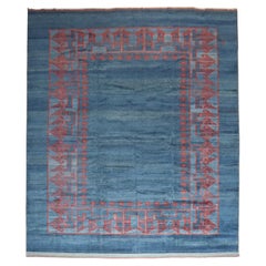 Oversize Contemporary Persian Blue Red Rug