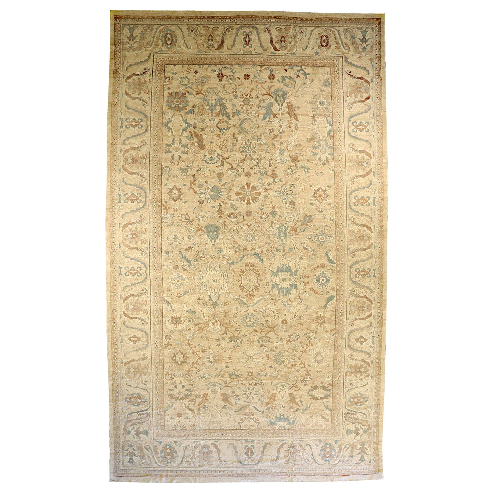 Tapis persan Sultanabad contemporain surdimensionné avec détails floraux bleus et bruns