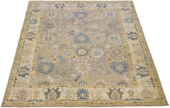 Oversize Contemporary Sultanabad Wool Rug with Floral Pattern in Brown