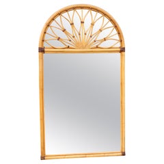Oversize Dome Top Rattan And Bamboo Wall Mirror