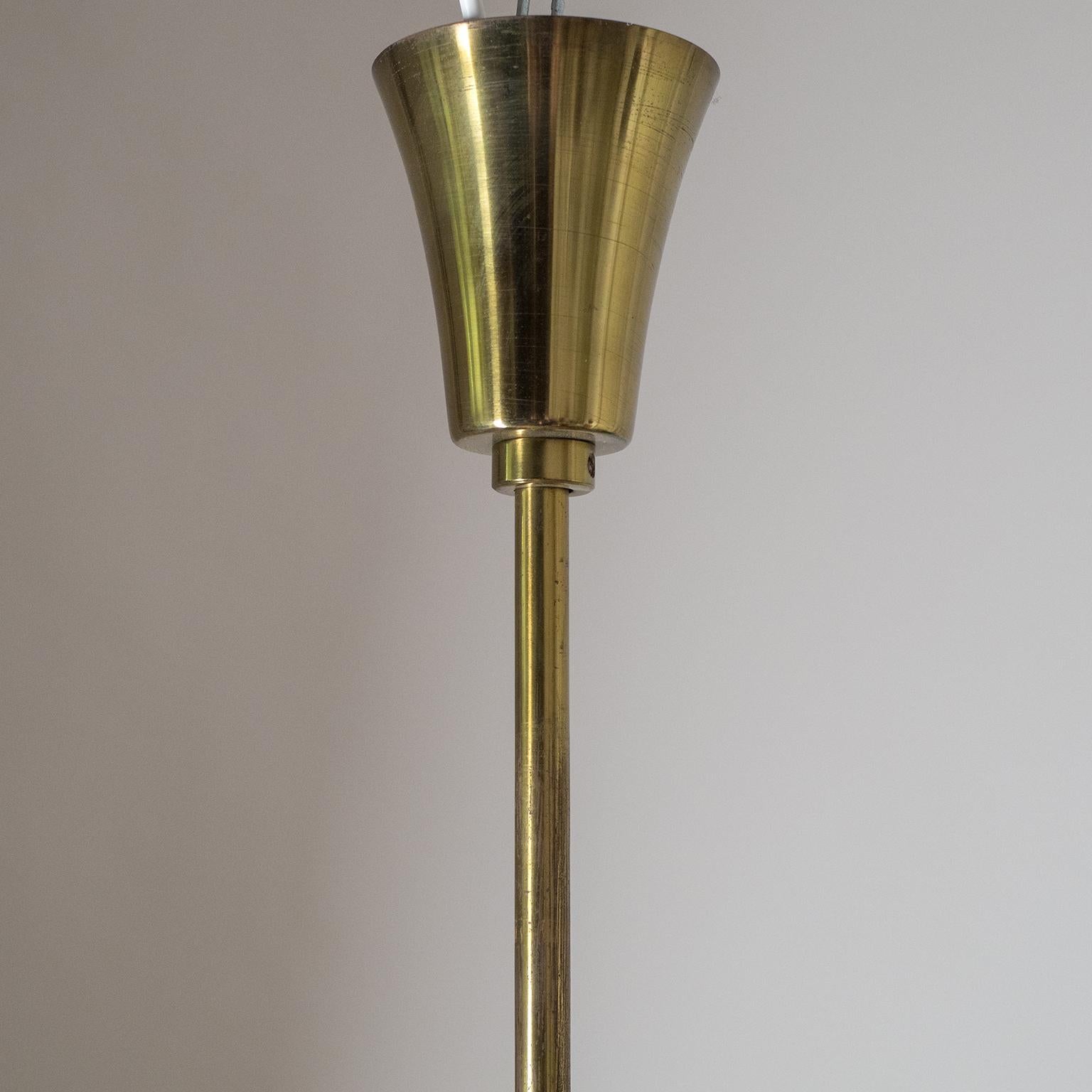 Lanterne tambour surdimensionnée, années 1930, verre couleur sable et laiton en vente 1