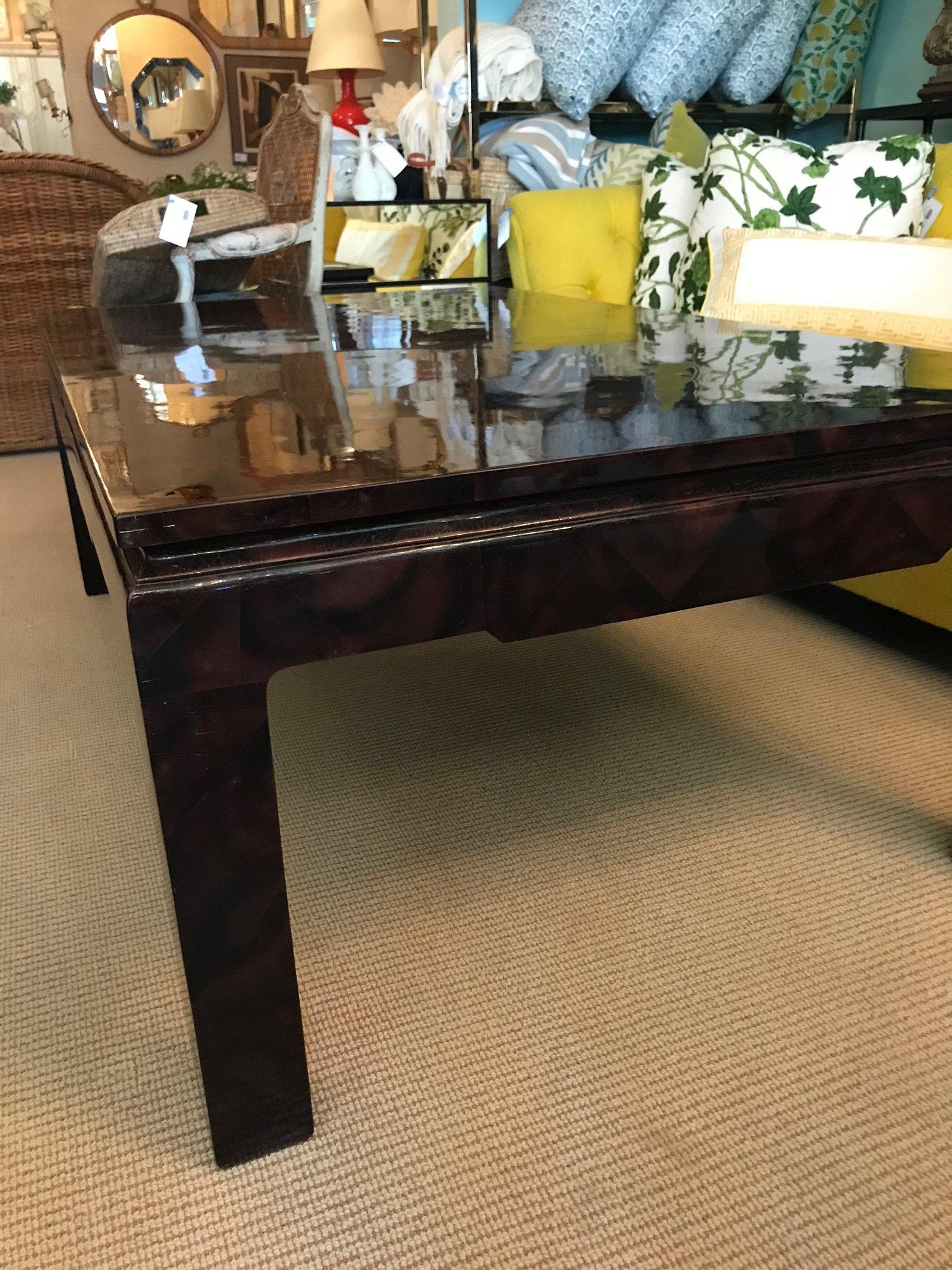 Mid-Century Modern Oversize Faux Tortoise Coffee Table