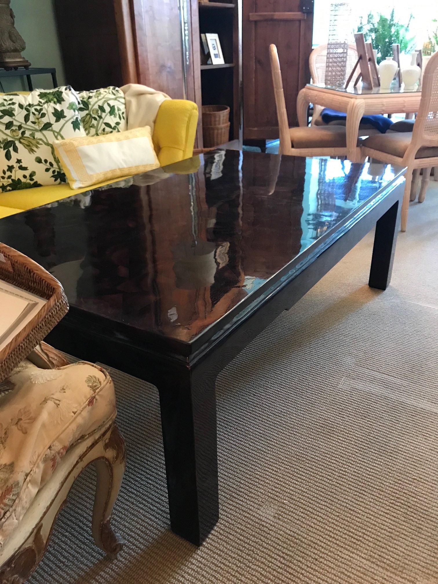 Lacquered Oversize Faux Tortoise Coffee Table