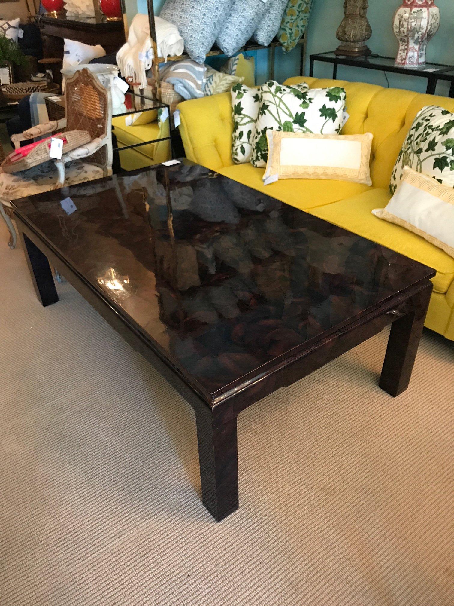 Oversize Faux Tortoise Coffee Table In Good Condition In Locust Valley, NY