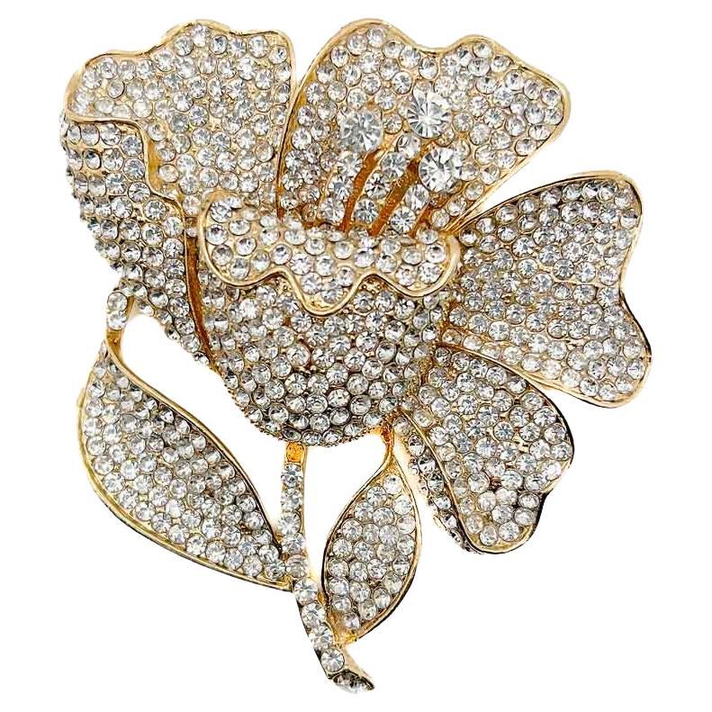 Oversize Floral Crystal Brooch 2000s