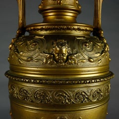 Oversize French Neoclassical Bronze Figural Urn Form Table Lamp, 2-Socket