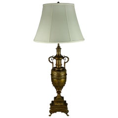 Oversize French Neoclassical Bronze Figural Urn Form Table Lamp, 2-Socket