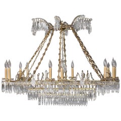 Oversize French Style Crystal and Brass Chandelier