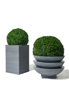 Oversize Half Dome Stack Fiberglass Indoor Outdoor Planter 'Black' Drainage Tray