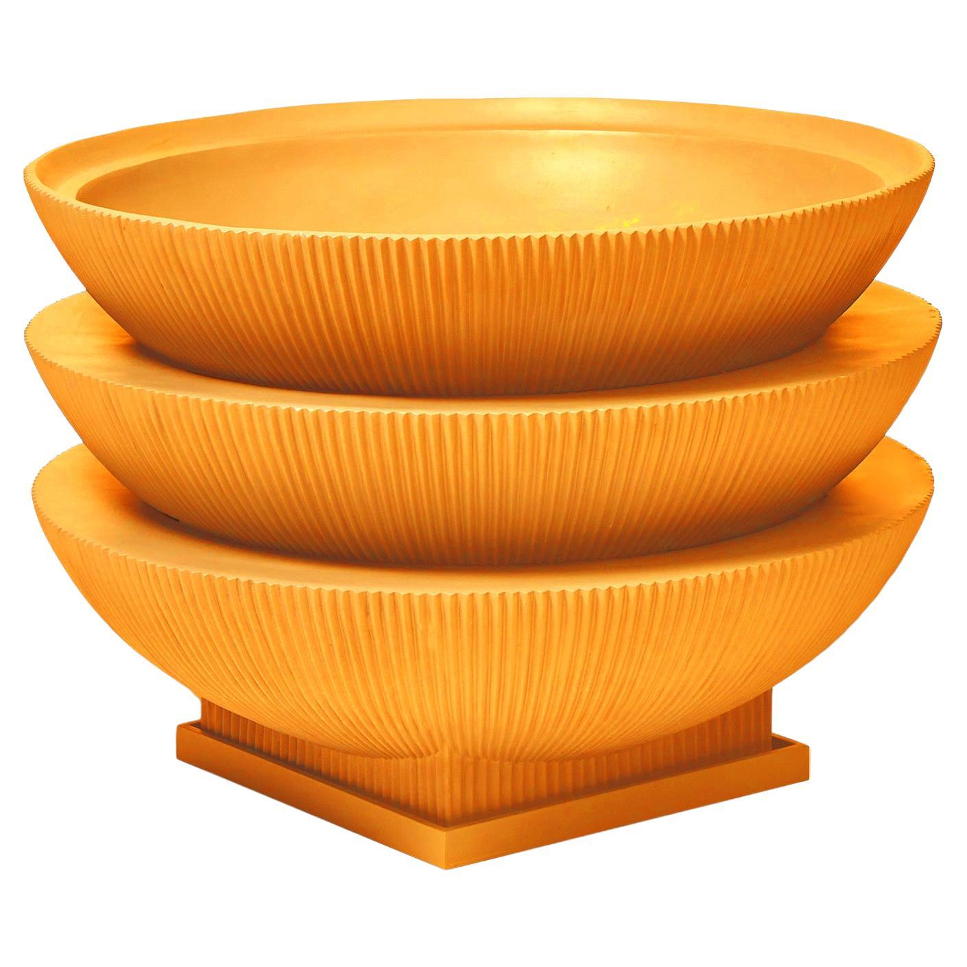 Oversize Half Dome Stack Fiberglass Indoor Outdoor Planter 'Orange' For Sale
