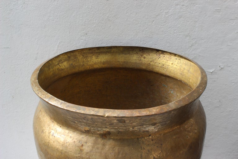 Oversize Hammered Brass Pot at 1stDibs