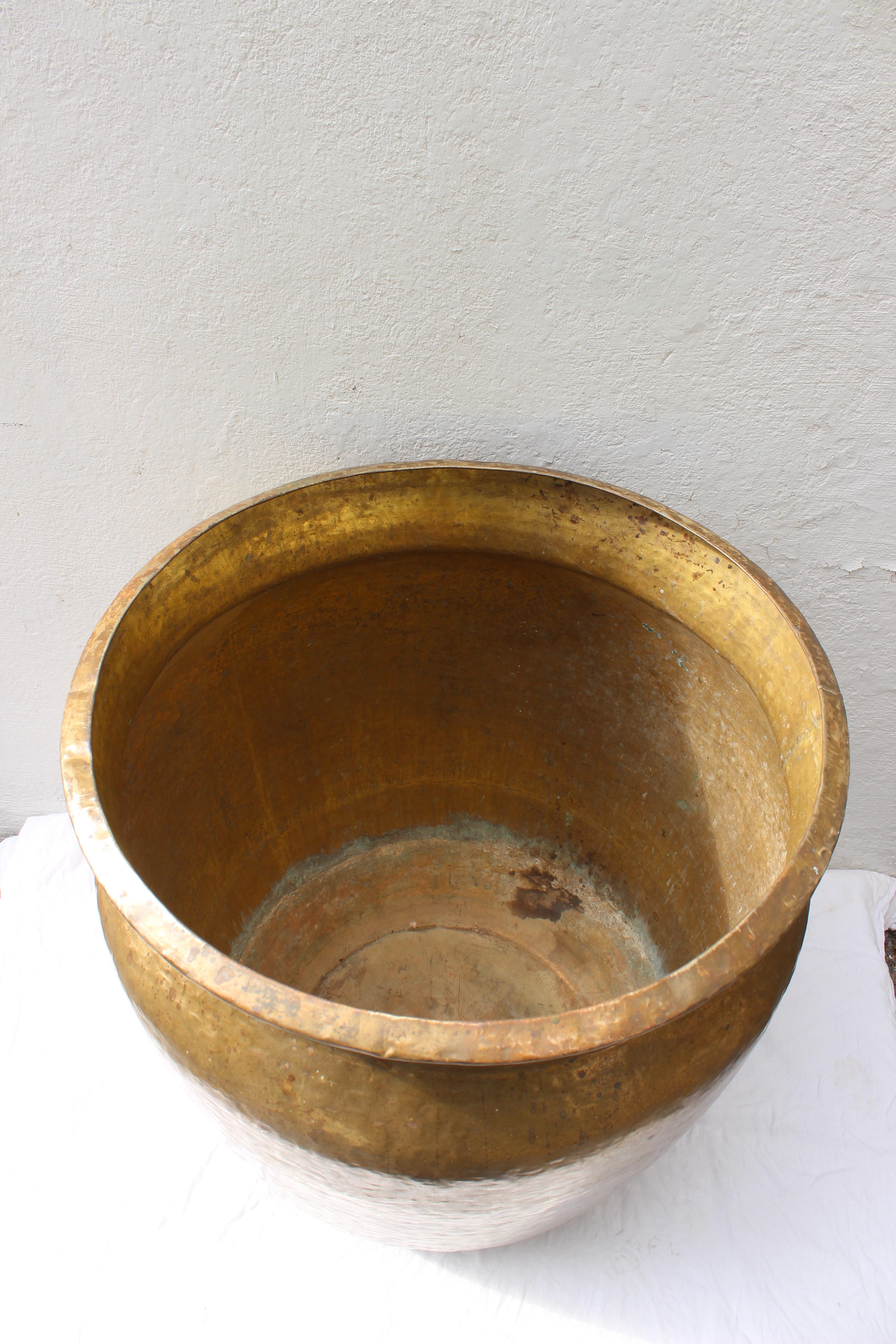 Oversize Hammered Brass Pot 1