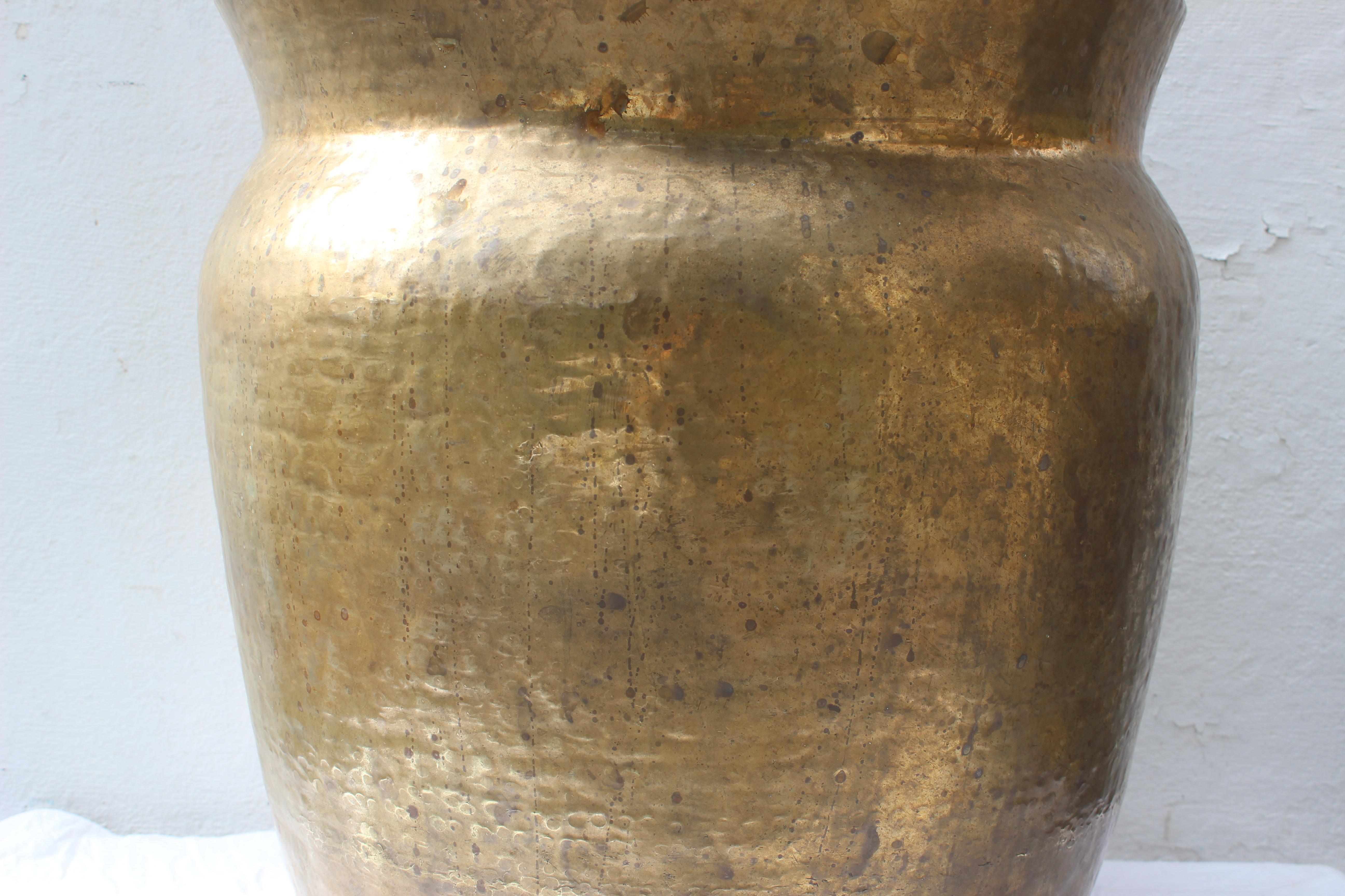 Oversize Hammered Brass Pot 2