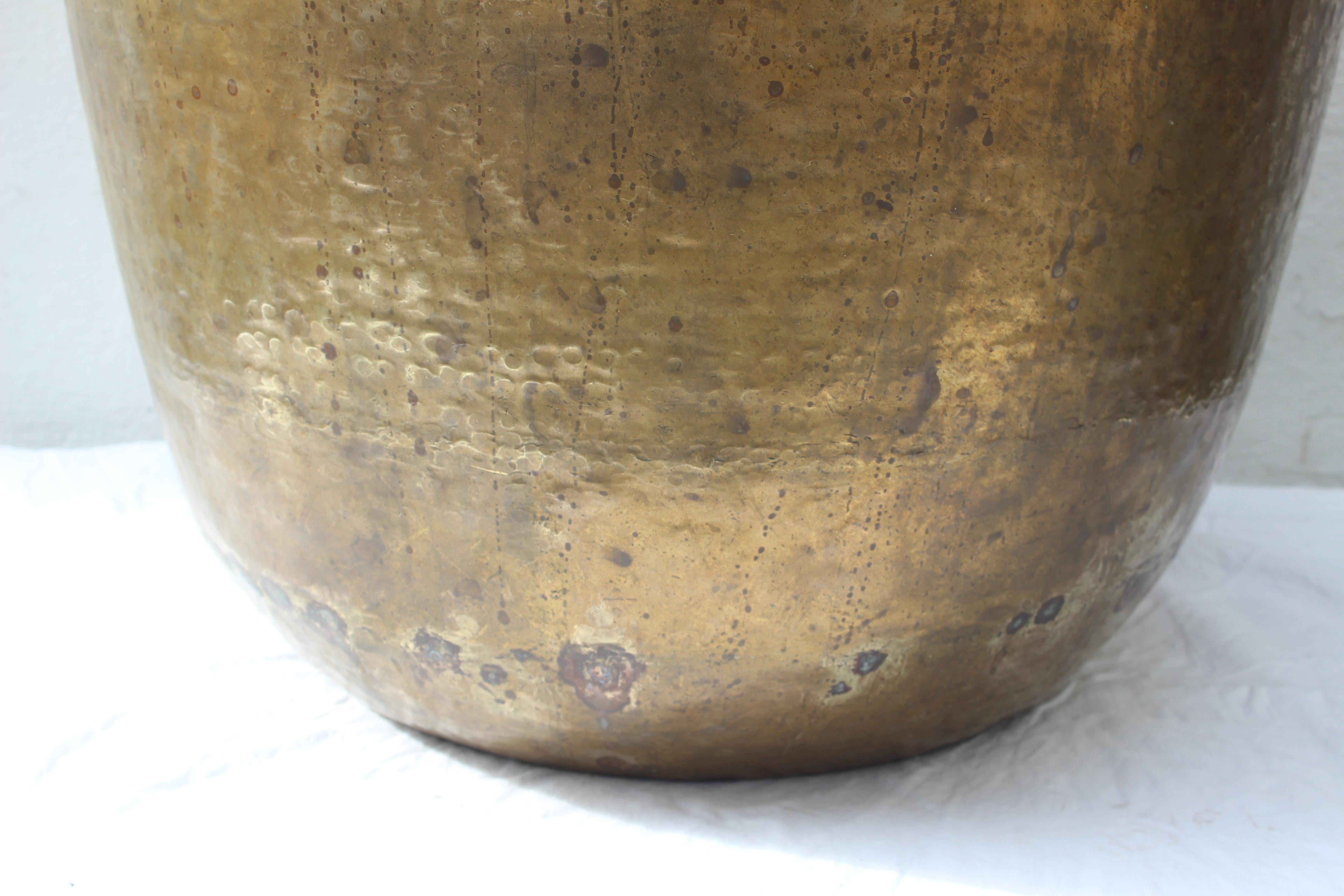 Oversize Hammered Brass Pot 3