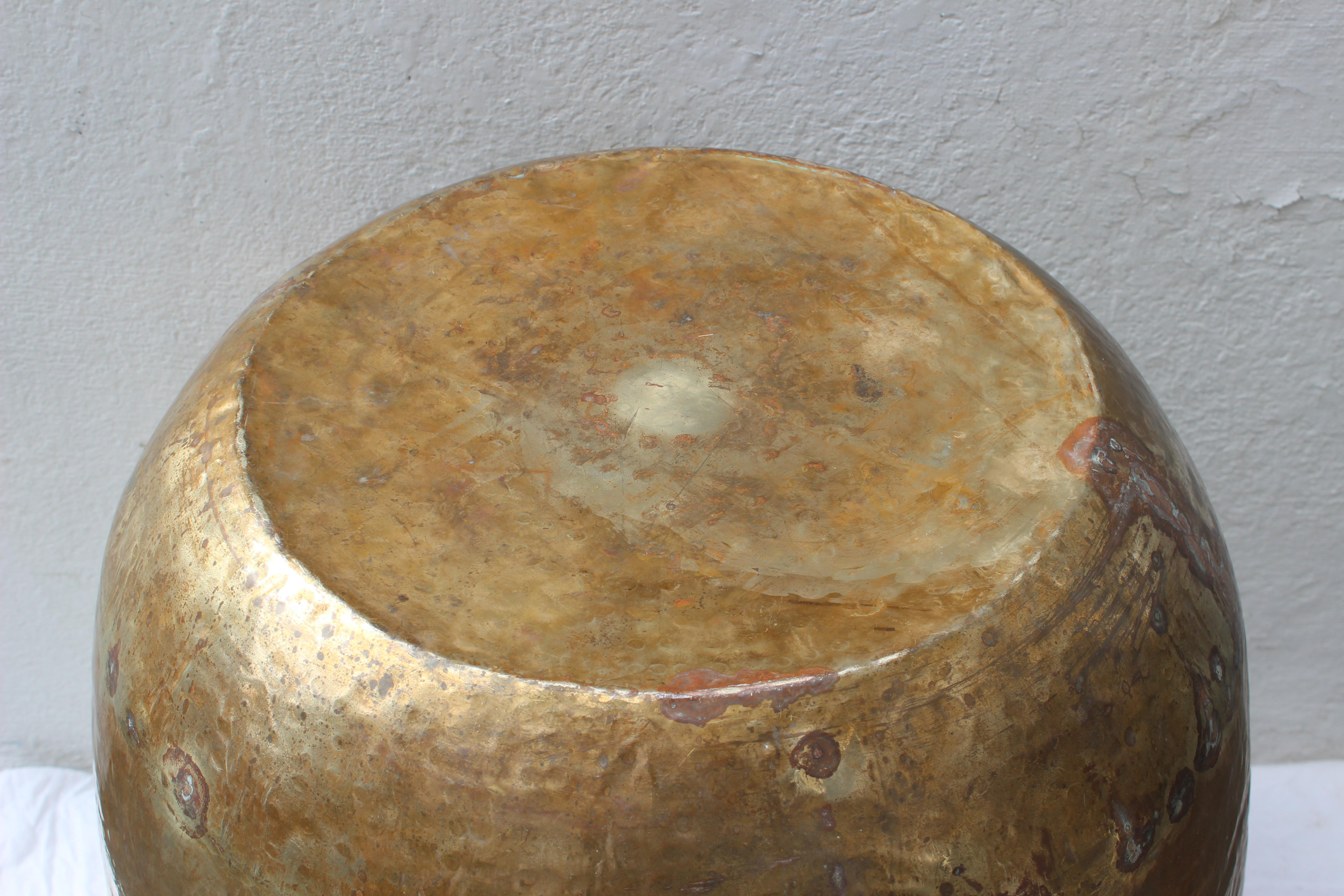 Oversize Hammered Brass Pot 5