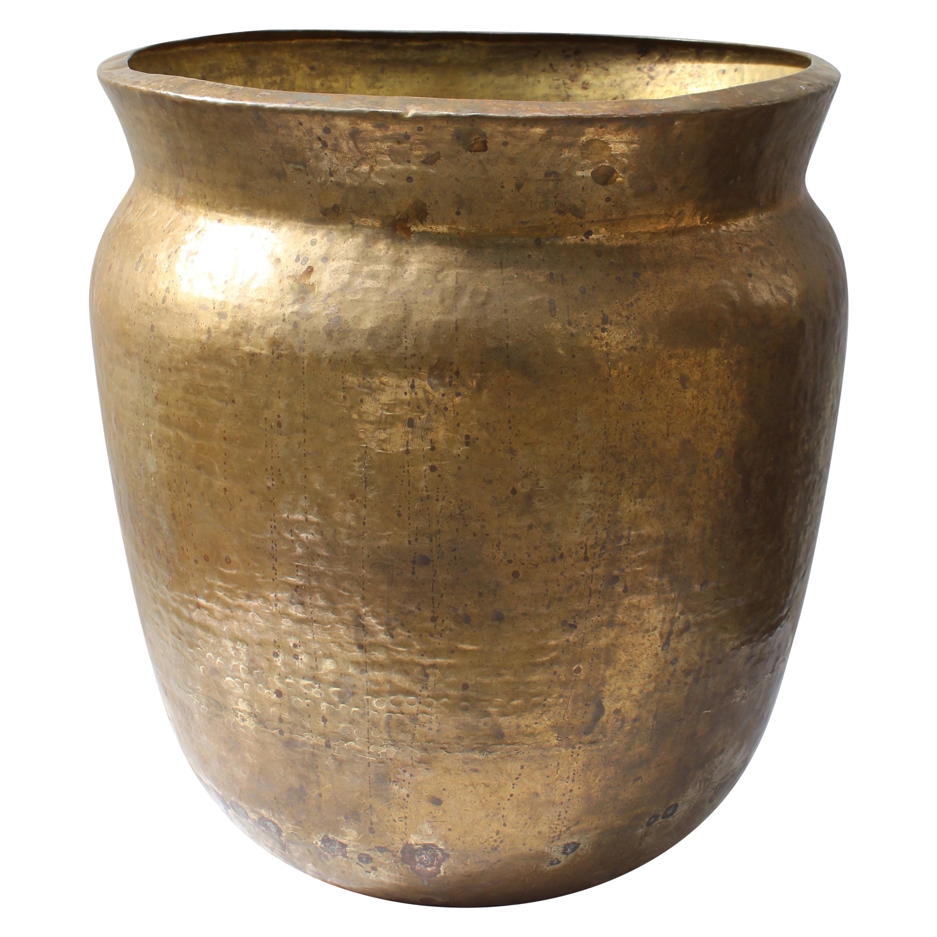Oversize Hammered Brass Pot