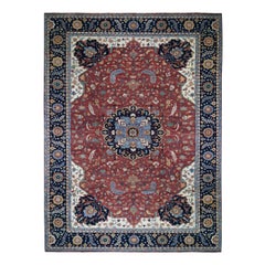 Oversize Hand Knotted Antiqued Heriz Re-Creation Pure Wool Oriental Rug